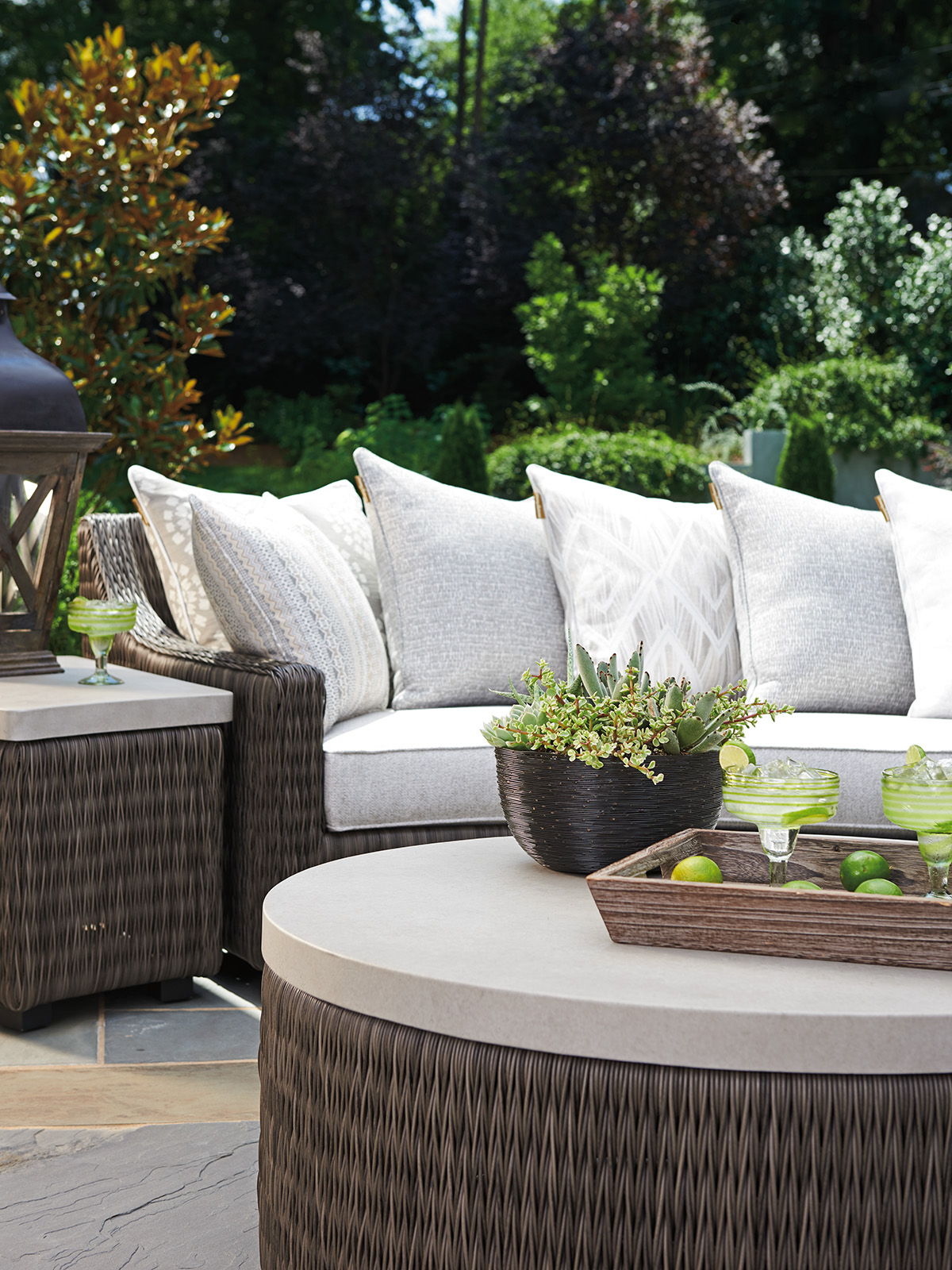 Cypress Point Ocean Terrace - Curved Sectional LAF Sofa - Dark Gray / Gray