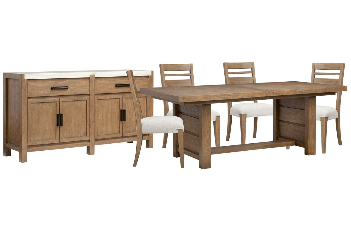 Plum Creek - 6 Piece Extendable Trestle Dining Table Set