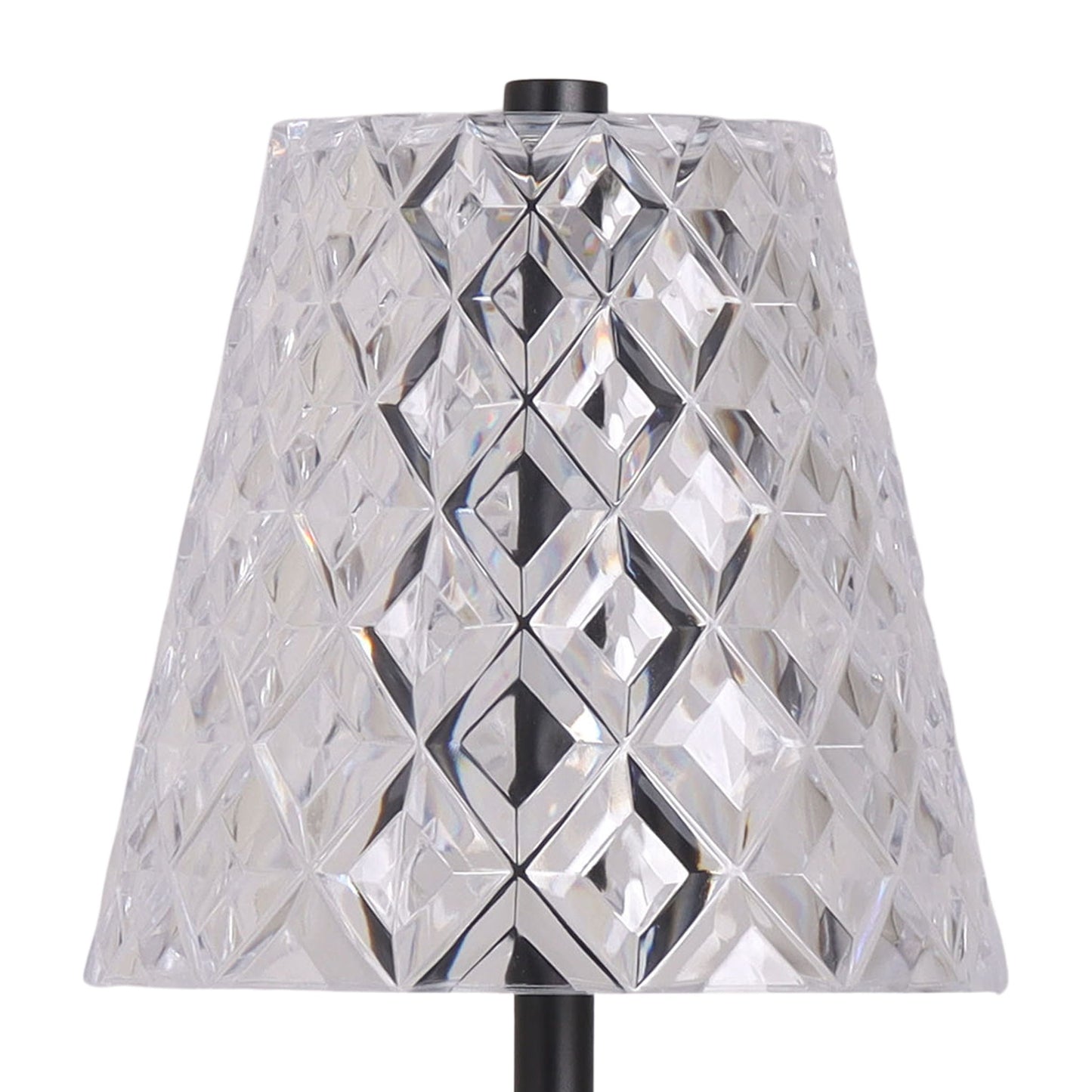 "Crystal Radiance I" Rechargeable LED Metal Accent Lamp (Set of 2) - Matte Black / Clear Gray