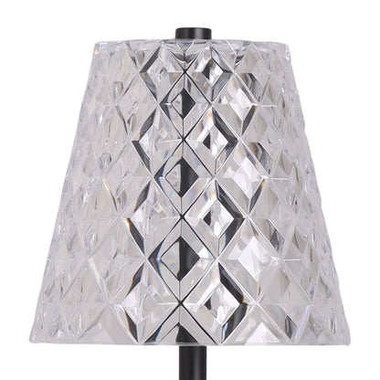 "Crystal Radiance I" Rechargeable LED Metal Accent Lamp (Set of 2) - Matte Black / Clear Gray