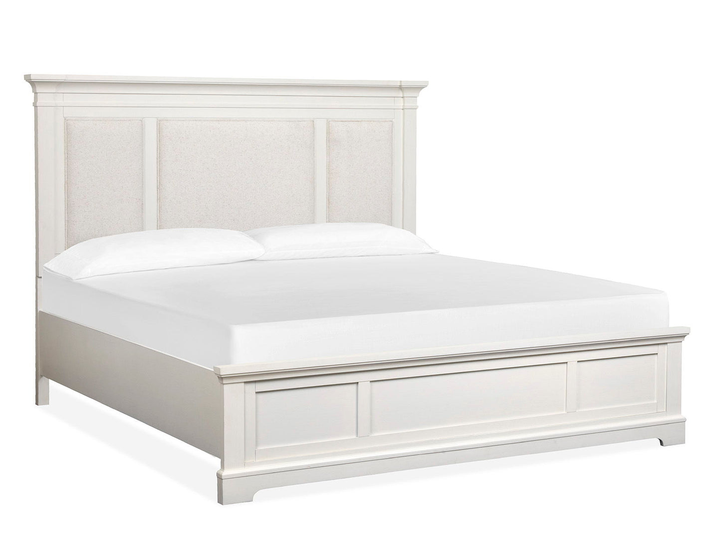 Kingston - Queen Upholstered Panel Bed Footboard - Whisper White And Cerused Nutmeg