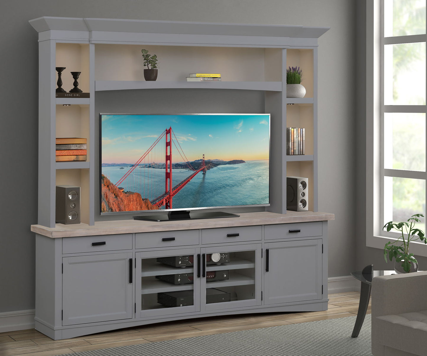 Americana Modern - Hutch Bridge With LED Light - Dove
