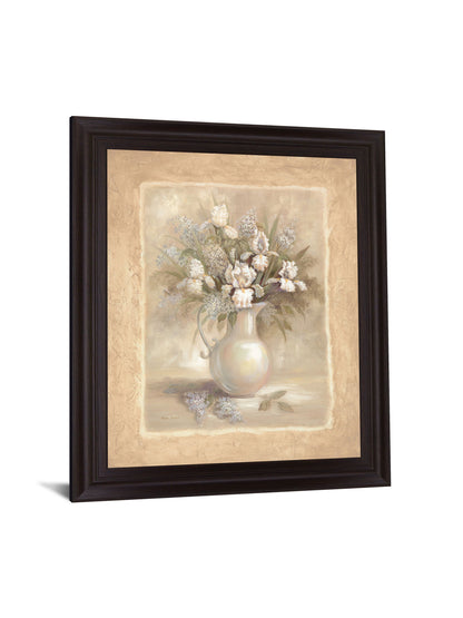 Ivory Blossom Pitcher - 28" x 34" Framed Wall Art - Beige