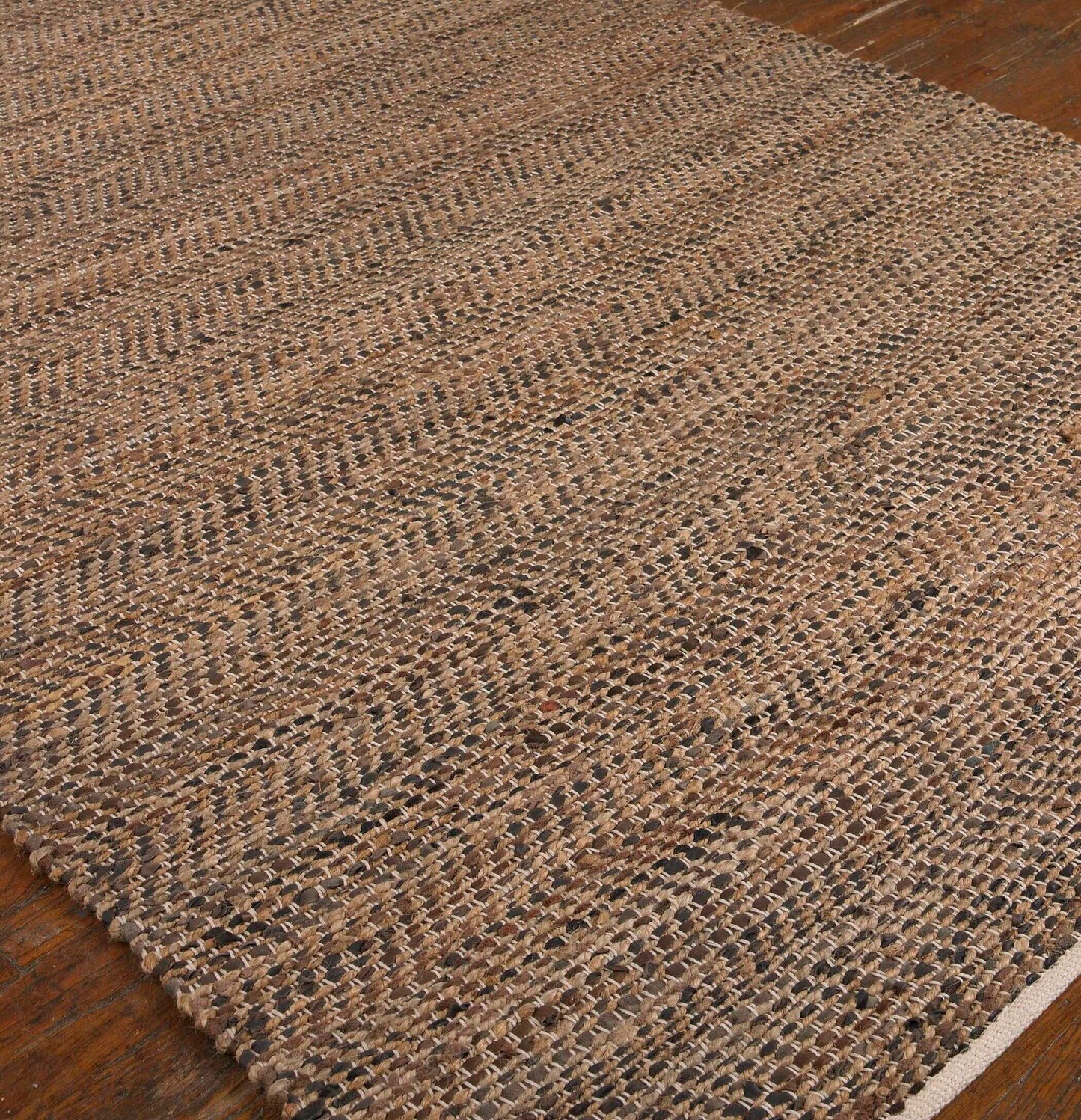 Tobais - Rescued Leather & Fabric Rug