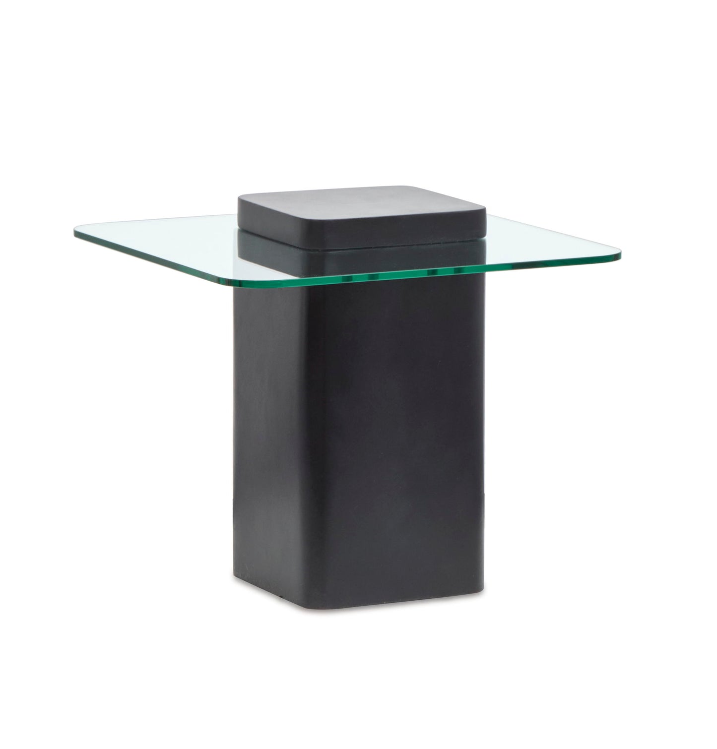 Donora - Square End Table Base - Clear Glass And Obsidian