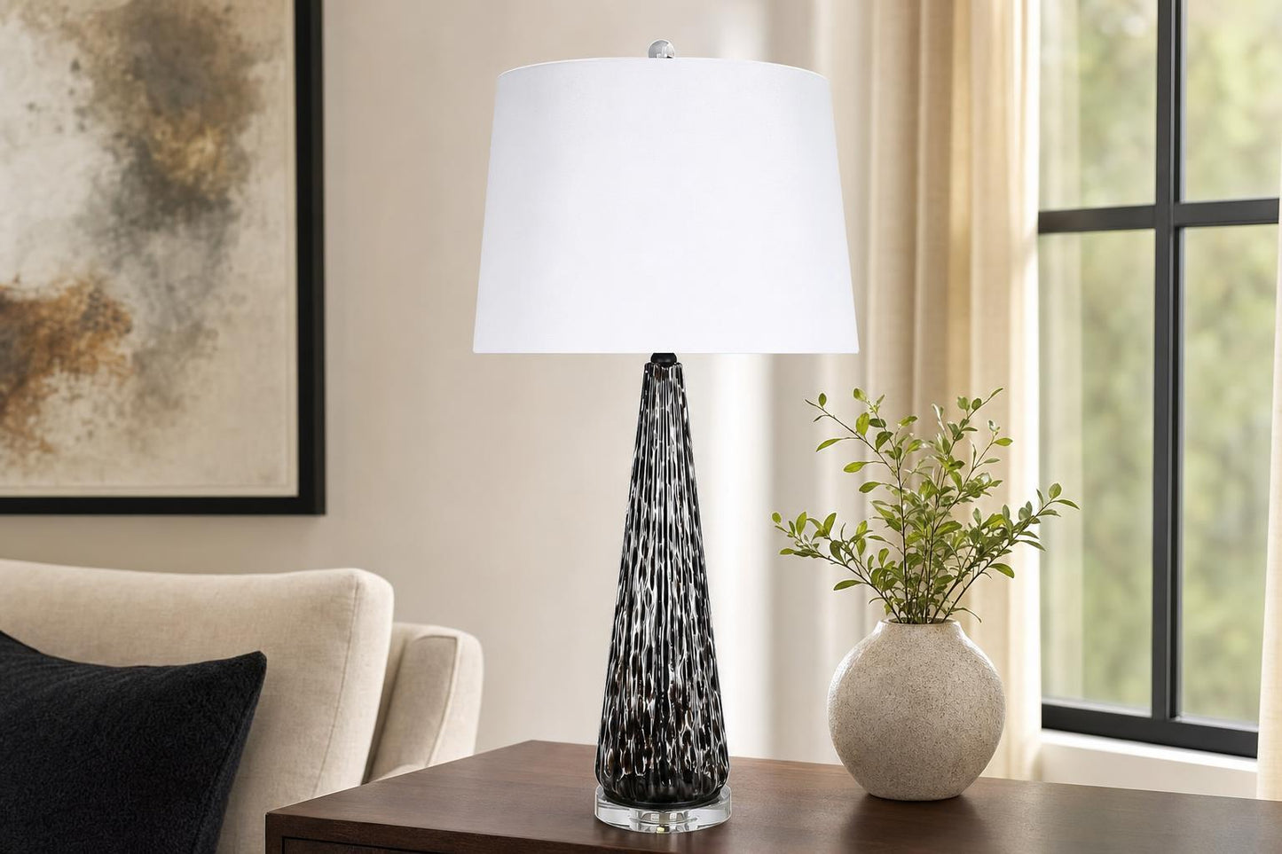 "Eclipse Radiance" Art Glass Table Lamp (Set of 2) - Black Art Glass