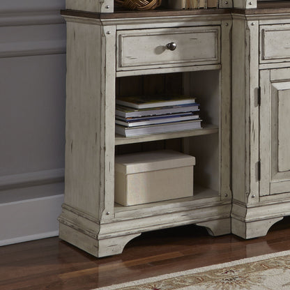 Morgan Creek - Left Pier Base - Antique White / Wirebrushed Tobacco Accents