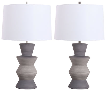 Quiet Cadence - 26 X 15 - Ceramic Table Lamp (Set of 2) - Stone Grey