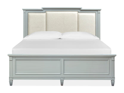 Glenbrook - Queen Panel Bed Upholstered Headboard - Pebble