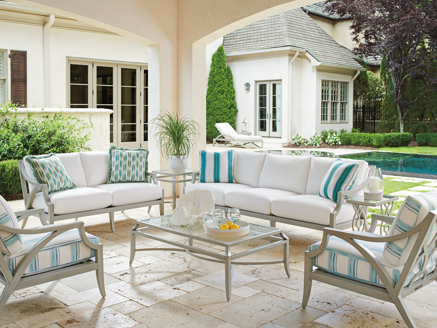 Silver Sands - Metal Loveseat - Pearl Silver