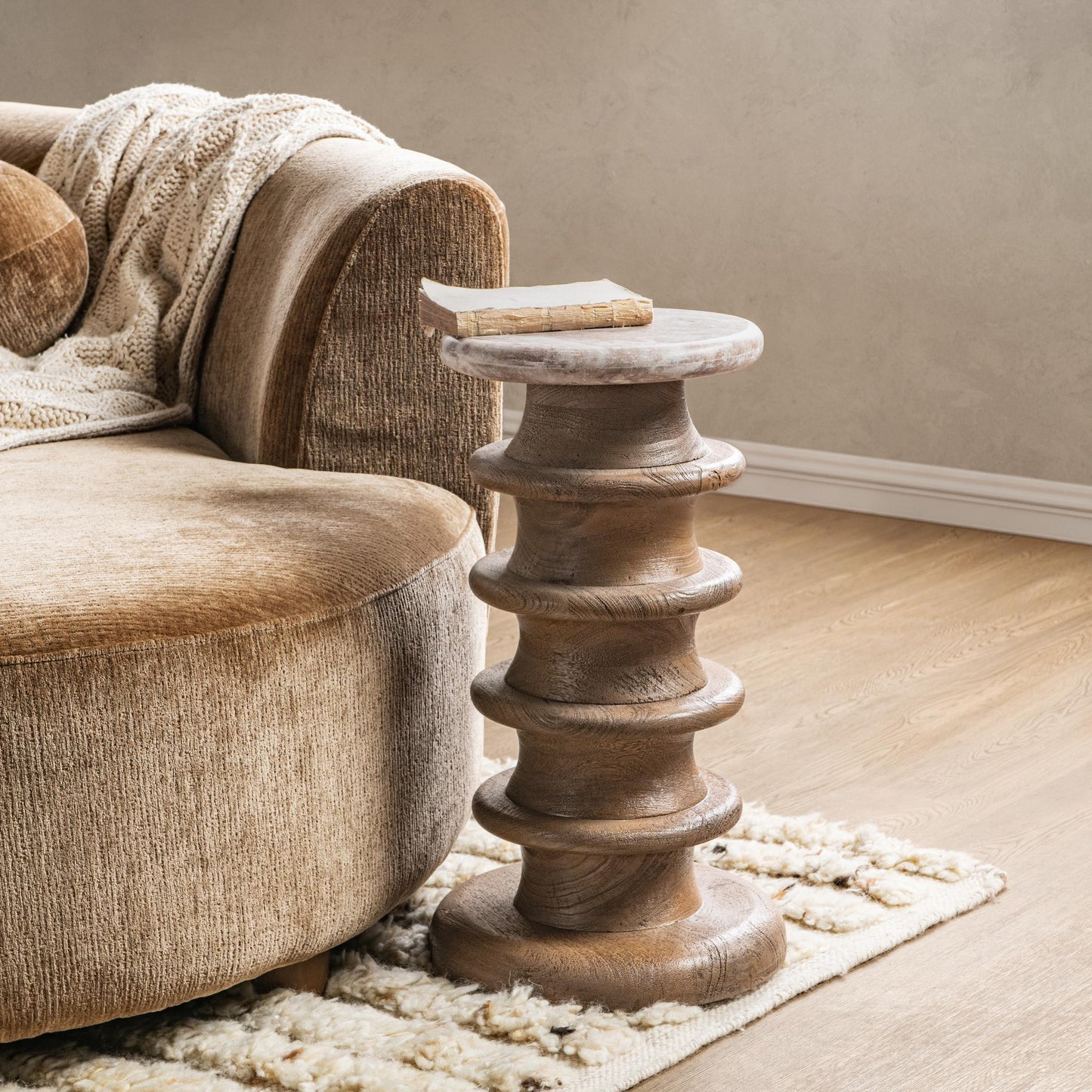 Alisa - Round Accent Table - Sable Stone