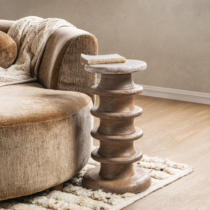 Alisa - Round Accent Table - Sable Stone