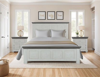 Luna - King Footboard & Rails - Off-White / Gray
