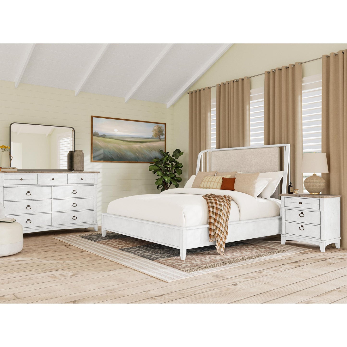 Maddox - King Upholstered Spindle Headboard - White