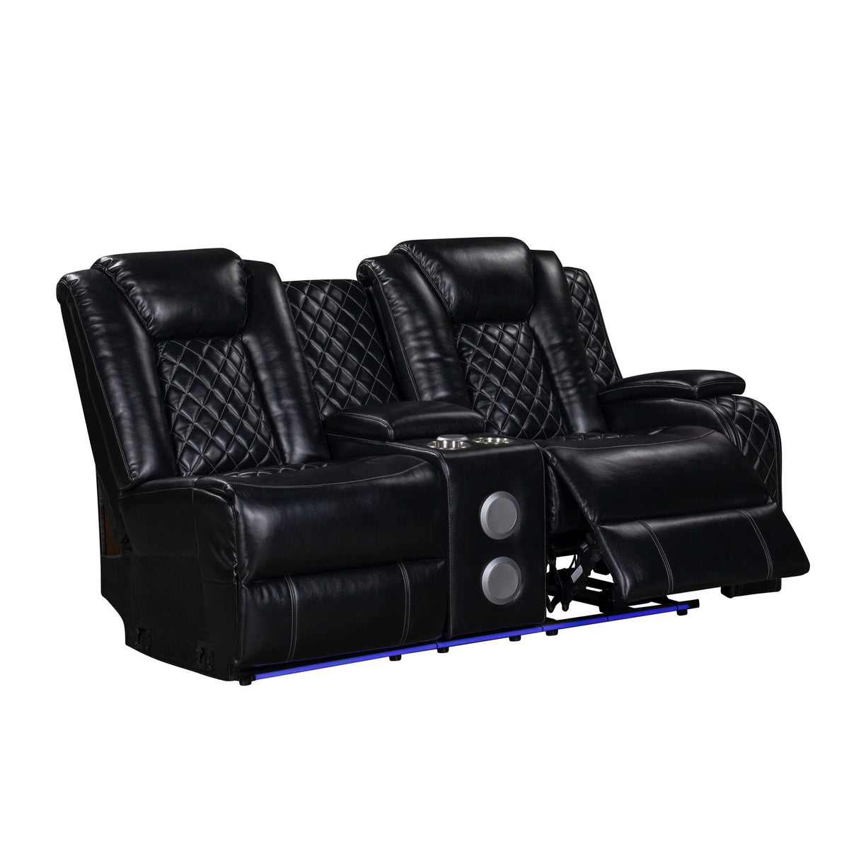 Orion II - RAF Console Loveseat With Recliner - Black