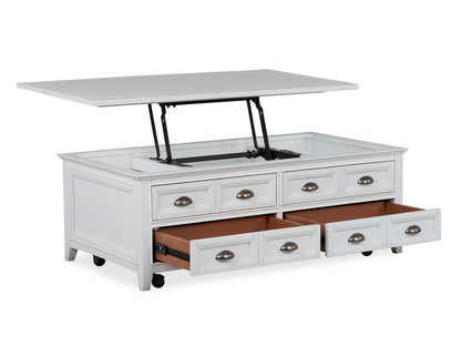 Heron Cove - Lift Top Storage Cocktail Table With Casters - Chalk White