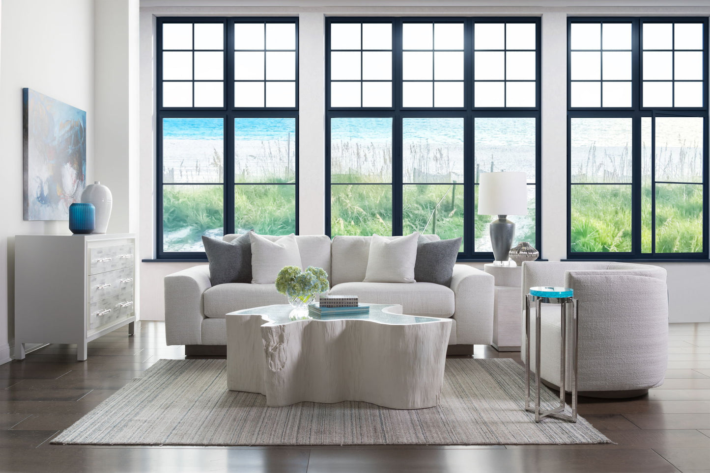 Signature Designs - Photic Spot Table - Blue / Pearl Silver