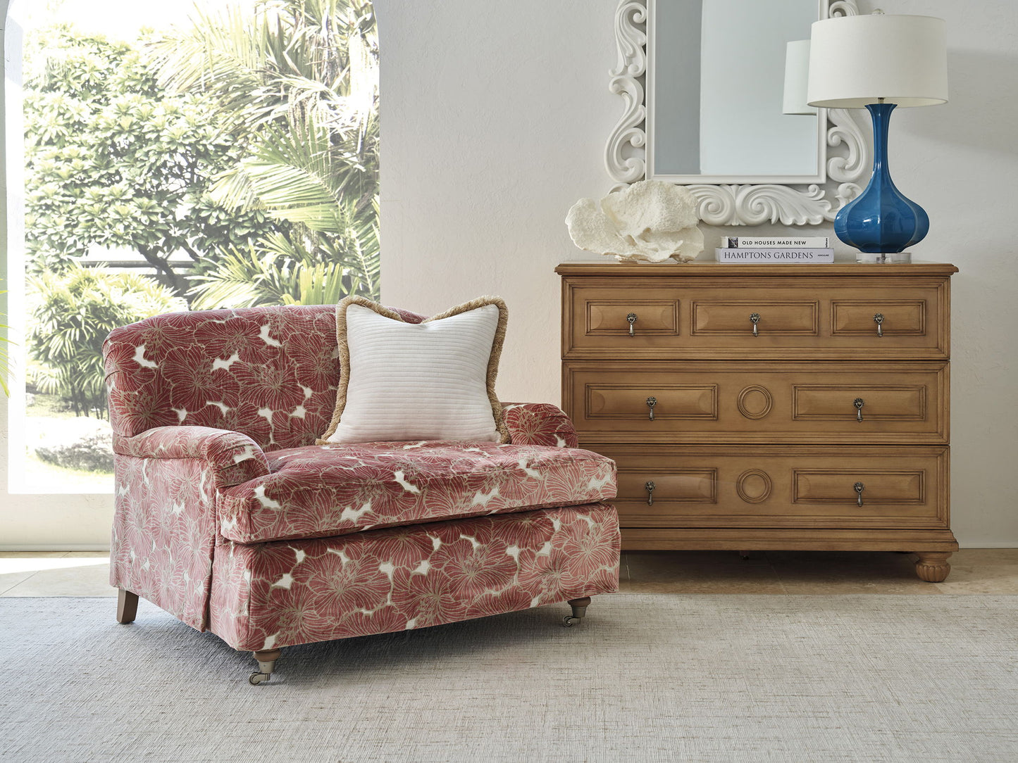 Barclay Butera Upholstery - Athos Chair With Pewter Casters - Red