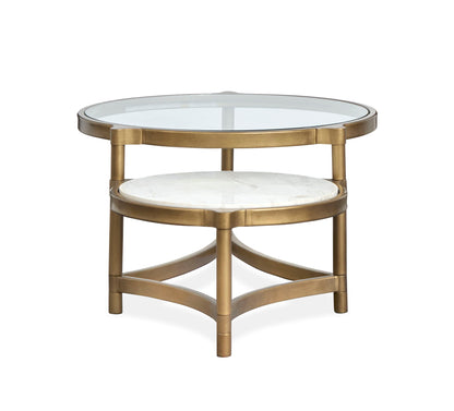Cassidy - Shaped Cocktail Table - Aged Brass And Volakas Classic