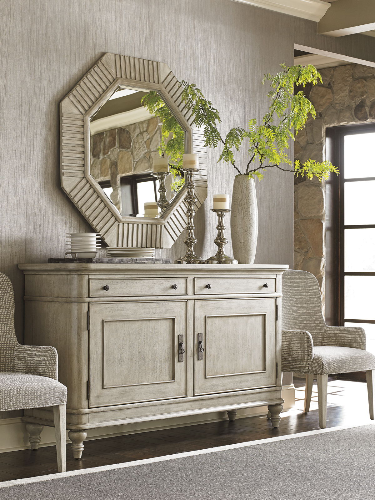 Oyster Bay - Selden Octagonal Mirror - Pearl Silver