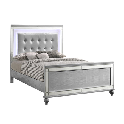 Valentino - 5/0 Queen Lighted Headboard - Silver