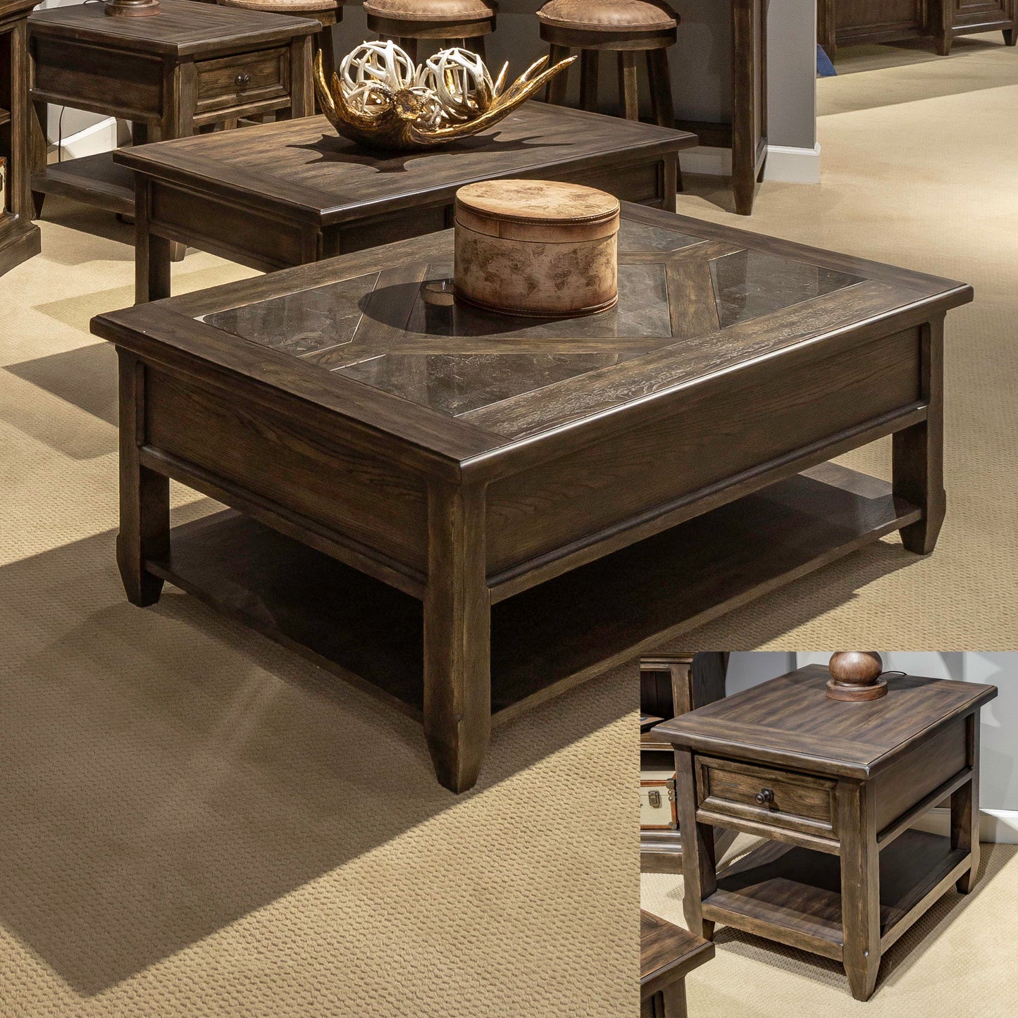 Paradise Valley - 3 Piece Table Set - Saddle Brown