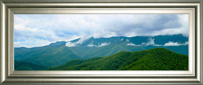 Misty Mountains Il By Kames Mcloughlin - Framed Print Wall Art - Blue