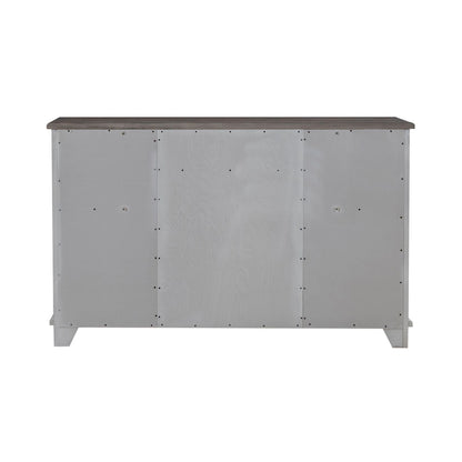 River Place - 2 Door 9 Drawer Dresser - Riverstone White & Tobacco
