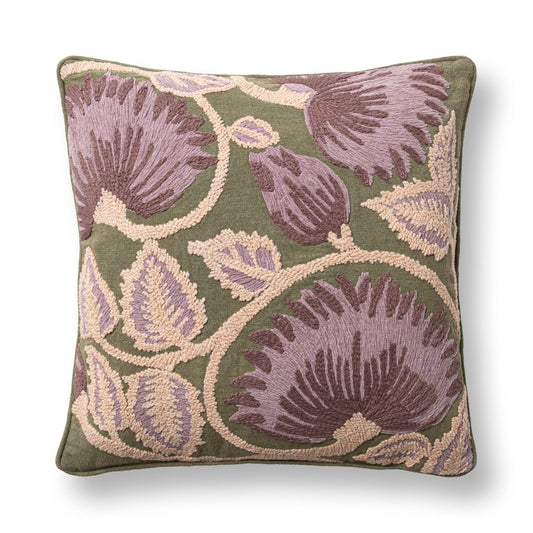 Folly - 22" x 22" Pillow - Olive Green / Multi