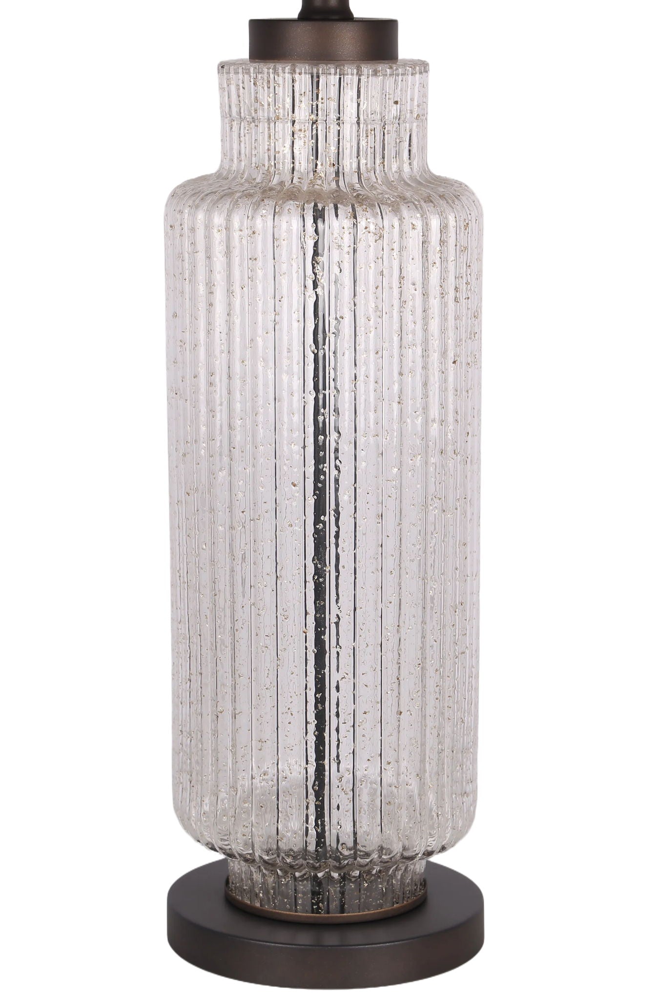 Lumina Ripple Ribbed Glass & Metal Table Lamp (Set of 2) - Clear Glass With Gold Flecks / Oil Bronze