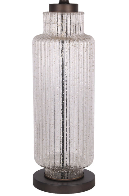 Lumina Ripple Ribbed Glass & Metal Table Lamp (Set of 2) - Clear Glass With Gold Flecks / Oil Bronze