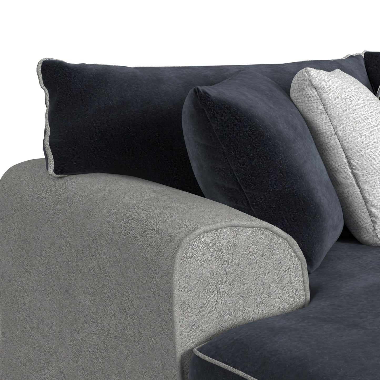 Klein - LHF Armless Return Sofa With 3 Pillows - Bentley Ash / Zaftig Ebony
