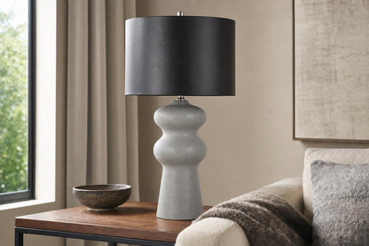 "Echo Essence" Ceramic Table Lamp - Textured Gray