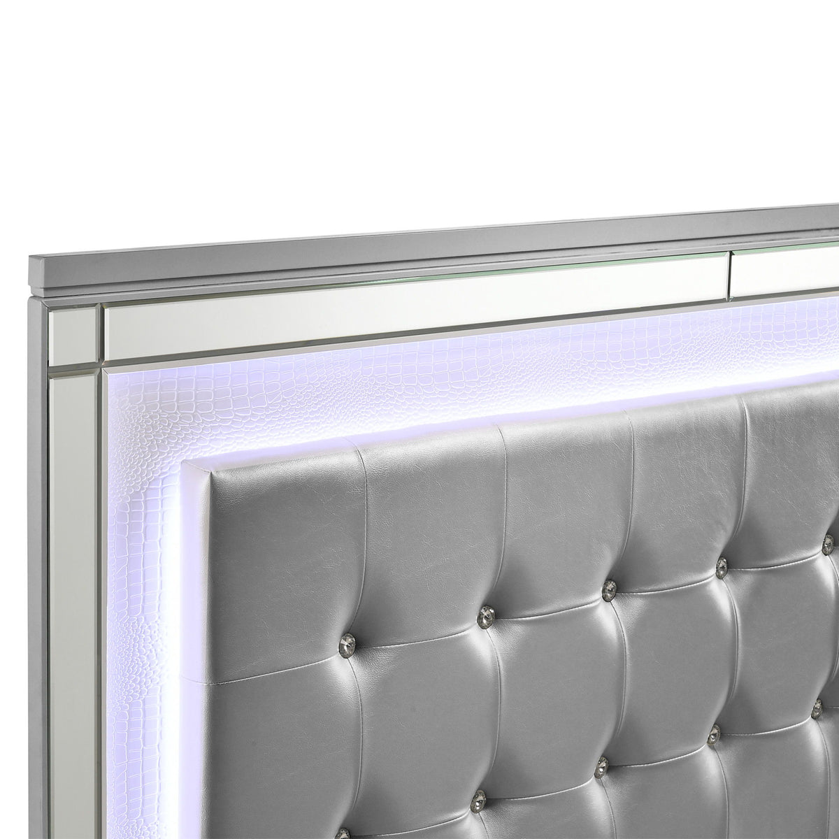 Valentino - 5/0 Queen Lighted Headboard - Silver