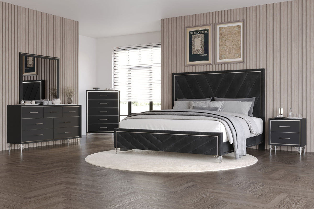 Ava - Western King Panel Side Rails - Ebony