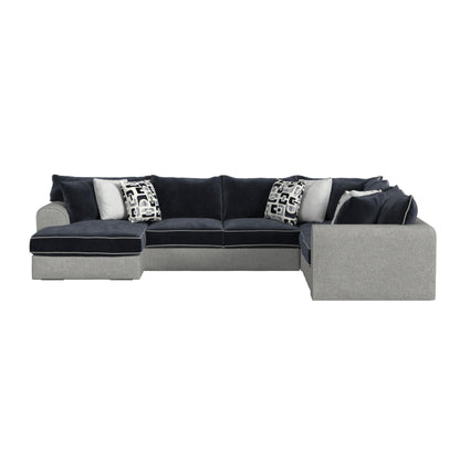 Klein - LHF Armless Return Sofa With 3 Pillows - Bentley Ash / Zaftig Ebony