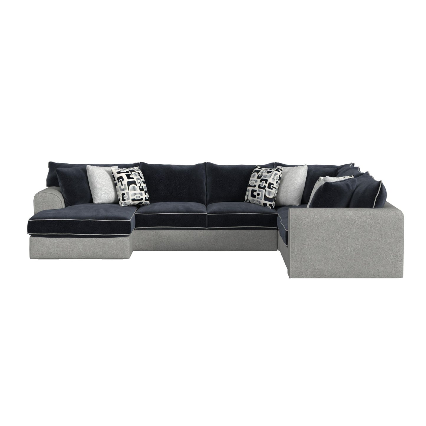 Klein - RHF Sofa With 3 Pillows - Bentley Ash / Zaftig Ebony