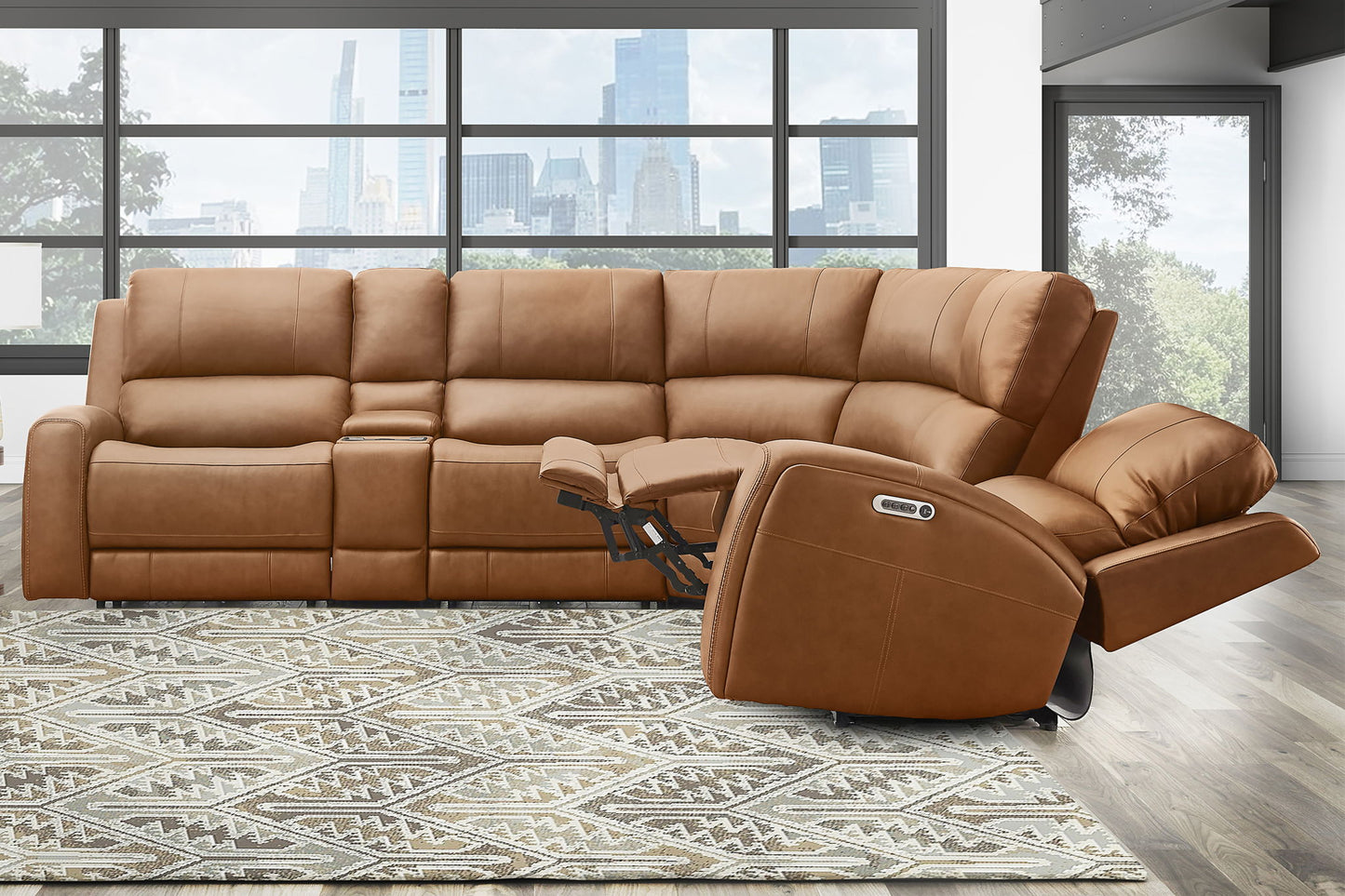 Belmont - Entertainment Tilt Console With Wireless Charger - Lyric Caramel