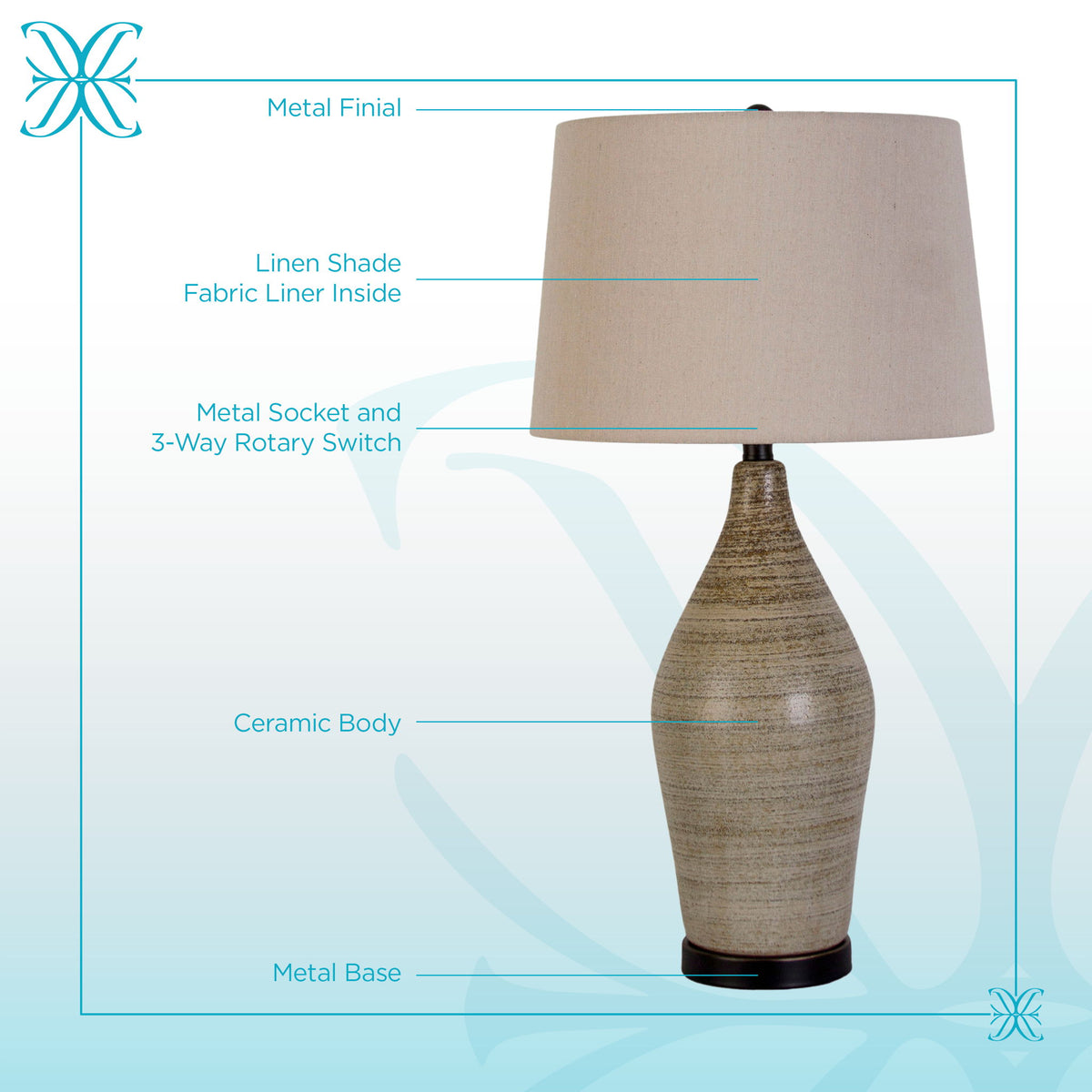 "Serene Stone" Ceramic Table Lamp (Set of 2) - Natural Finishes/Matte Black