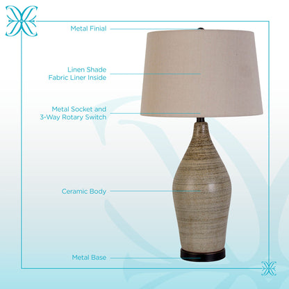 "Serene Stone" Ceramic Table Lamp (Set of 2) - Natural Finishes/Matte Black