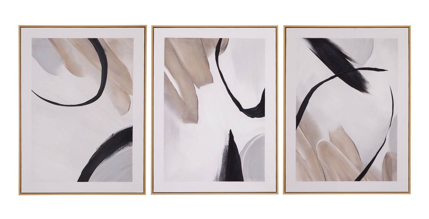 Eartha Canvas Art (Set of 3) - Beige / Black