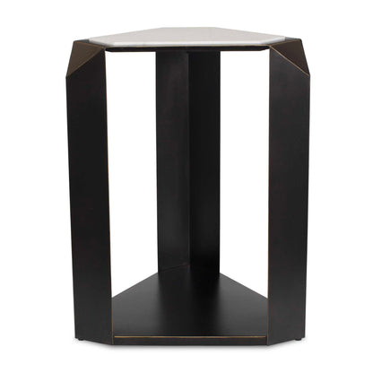 Keenan - Geometric Accent Table - Bronze / White