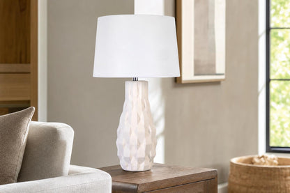 "Sculpted Elegance" Ceramic Table Lamp (Set of 2) - White Sand
