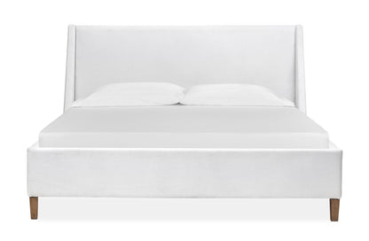 Lindon - King Island Bed White Upholstered Headboard - Belgian Wheat
