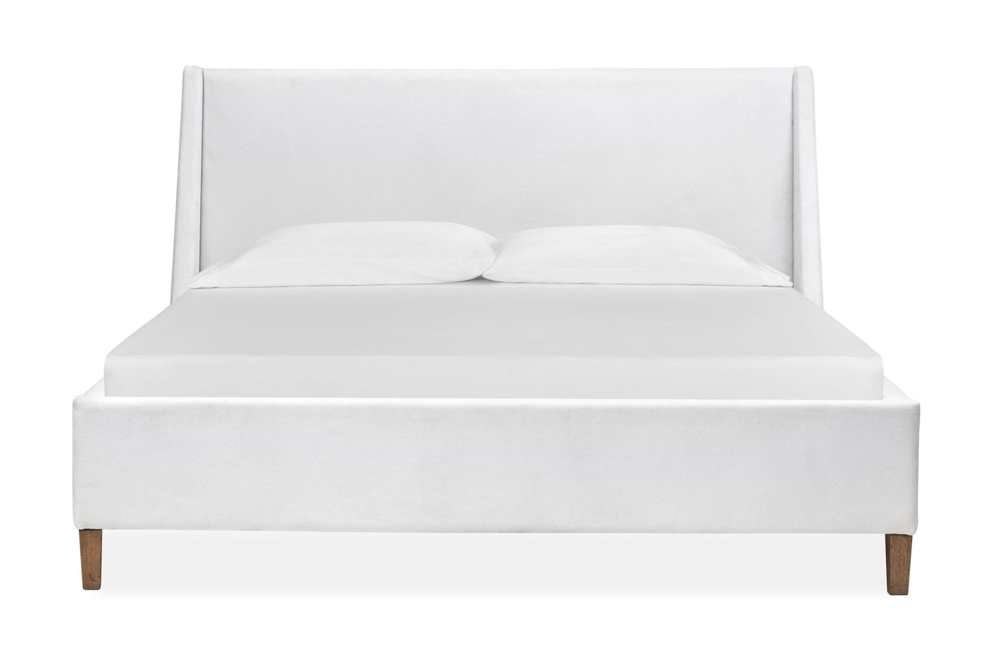 Lindon - Queen / King Island Bed White Upholstered Rails - Belgian Wheat