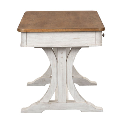 Farmhouse Reimagined - Writing Desk - Antique White / Chestnut Tops