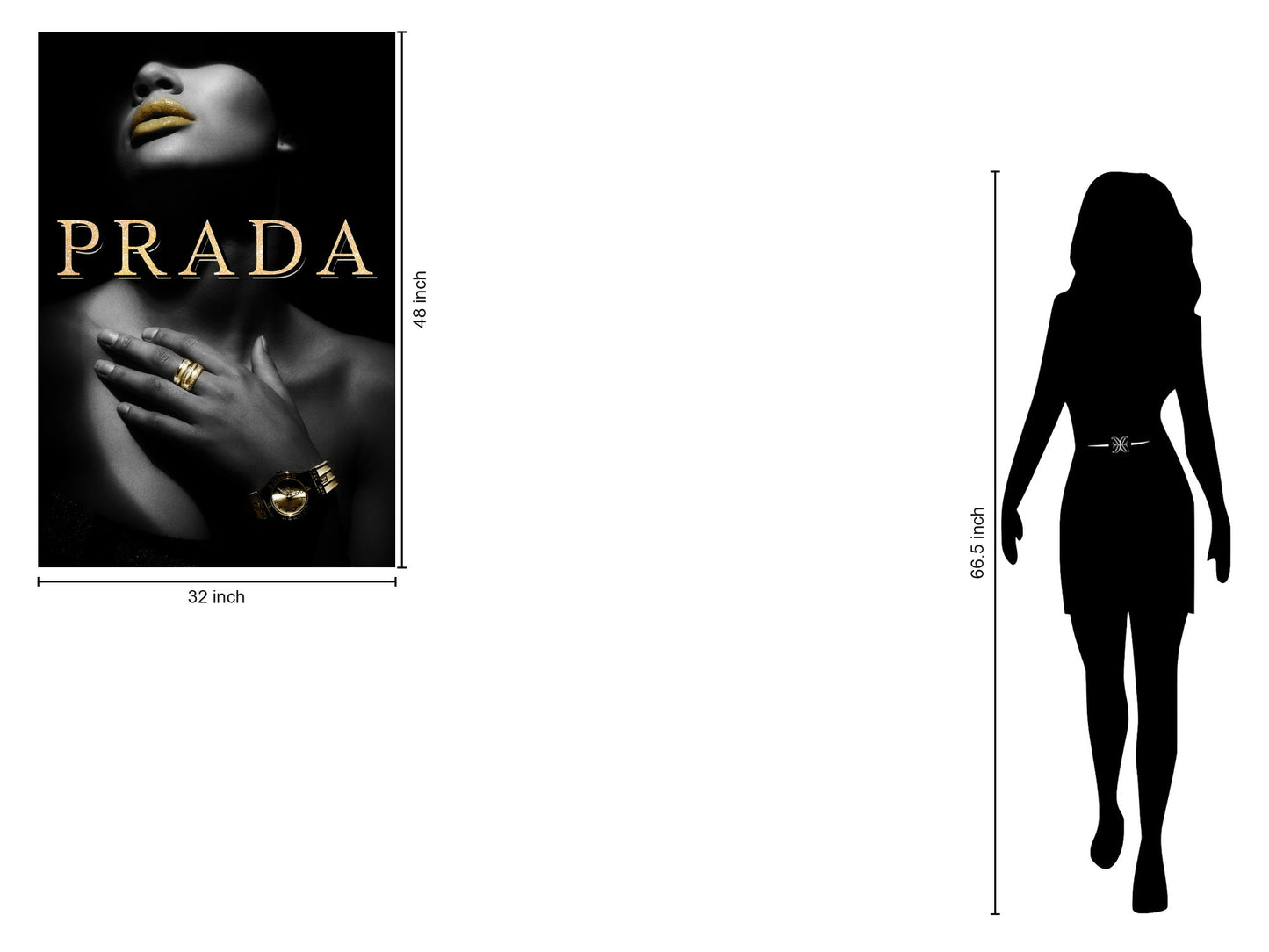 Gilded Shadow Glamour - 32" x 48" Framed Wall Art - Black