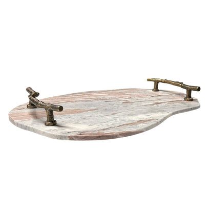 Stone And Twig - Indoor-Outdoor Tray - Gold / Gray / White