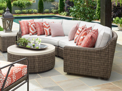 Cypress Point Ocean Terrace - Curved Sectional Armless LAF Sofa - White / Dark Brown