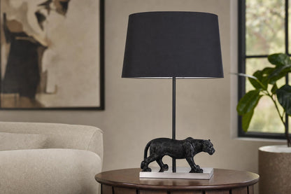"Panther Noir" Resin Table Lamp (Set of 2) - Black Resin/Pn On Metal